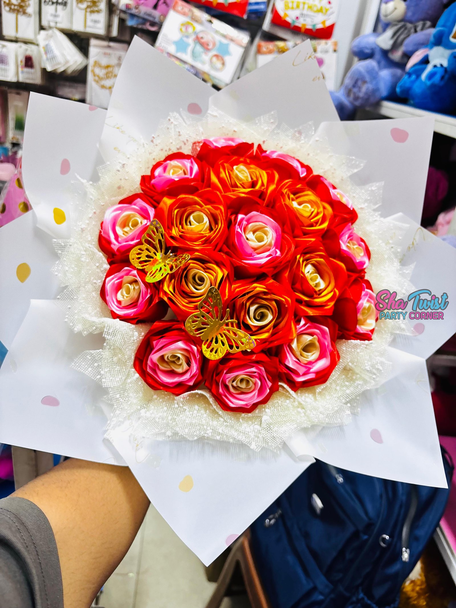 Ribbon Flower Bouquet ( 18 Flower ) (Copy)